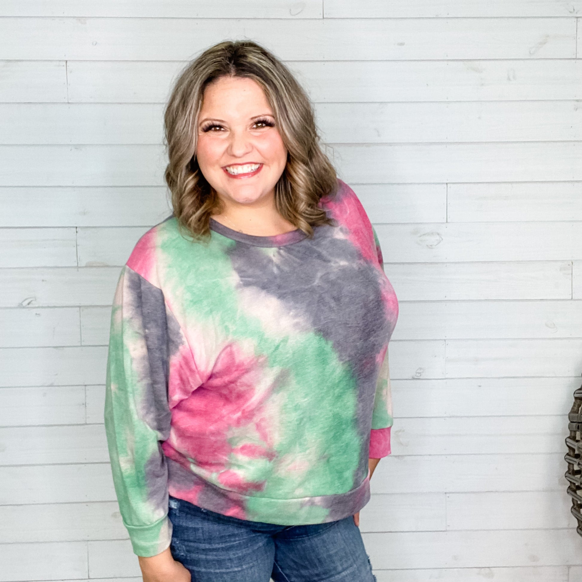 "Sonnet" Long Sleeve Tie Die Crew Neck