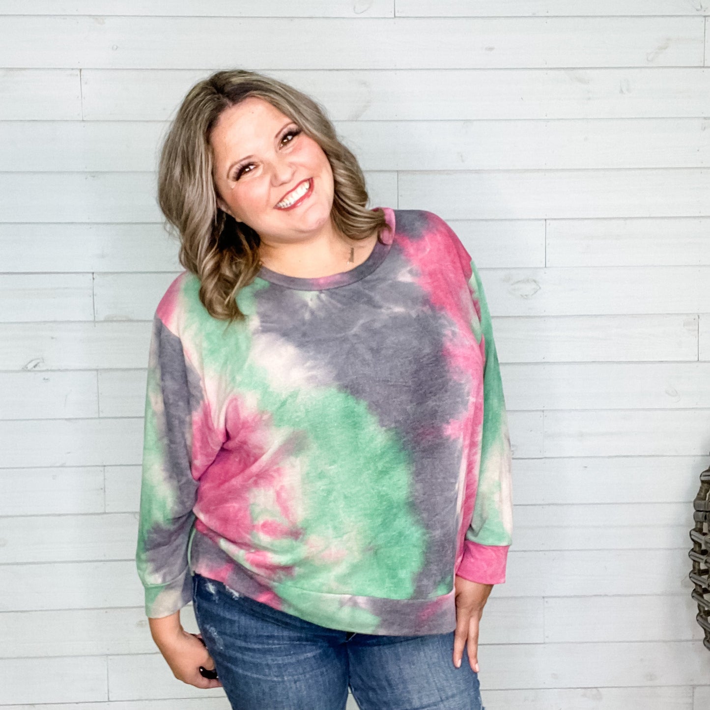"Sonnet" Long Sleeve Tie Die Crew Neck