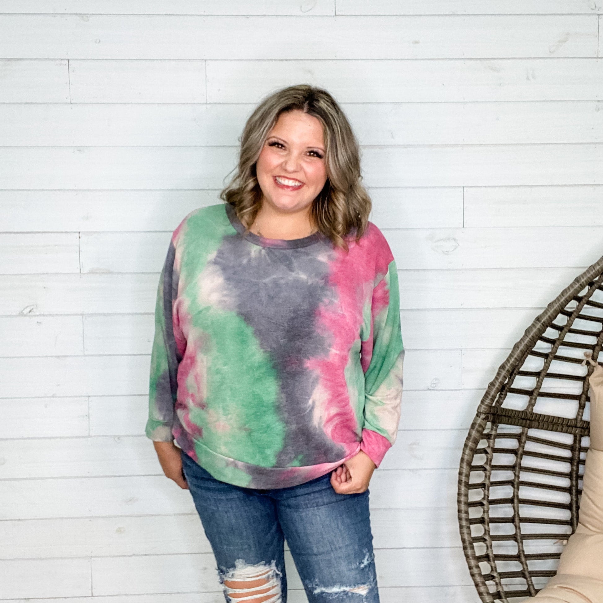 "Sonnet" Long Sleeve Tie Die Crew Neck