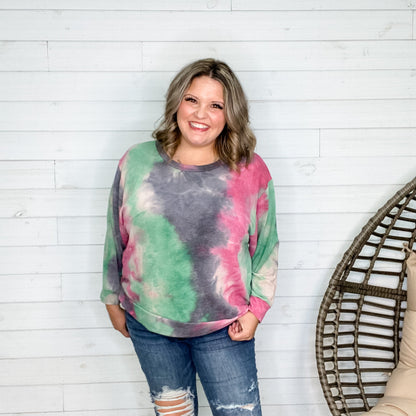 "Sonnet" Long Sleeve Tie Die Crew Neck