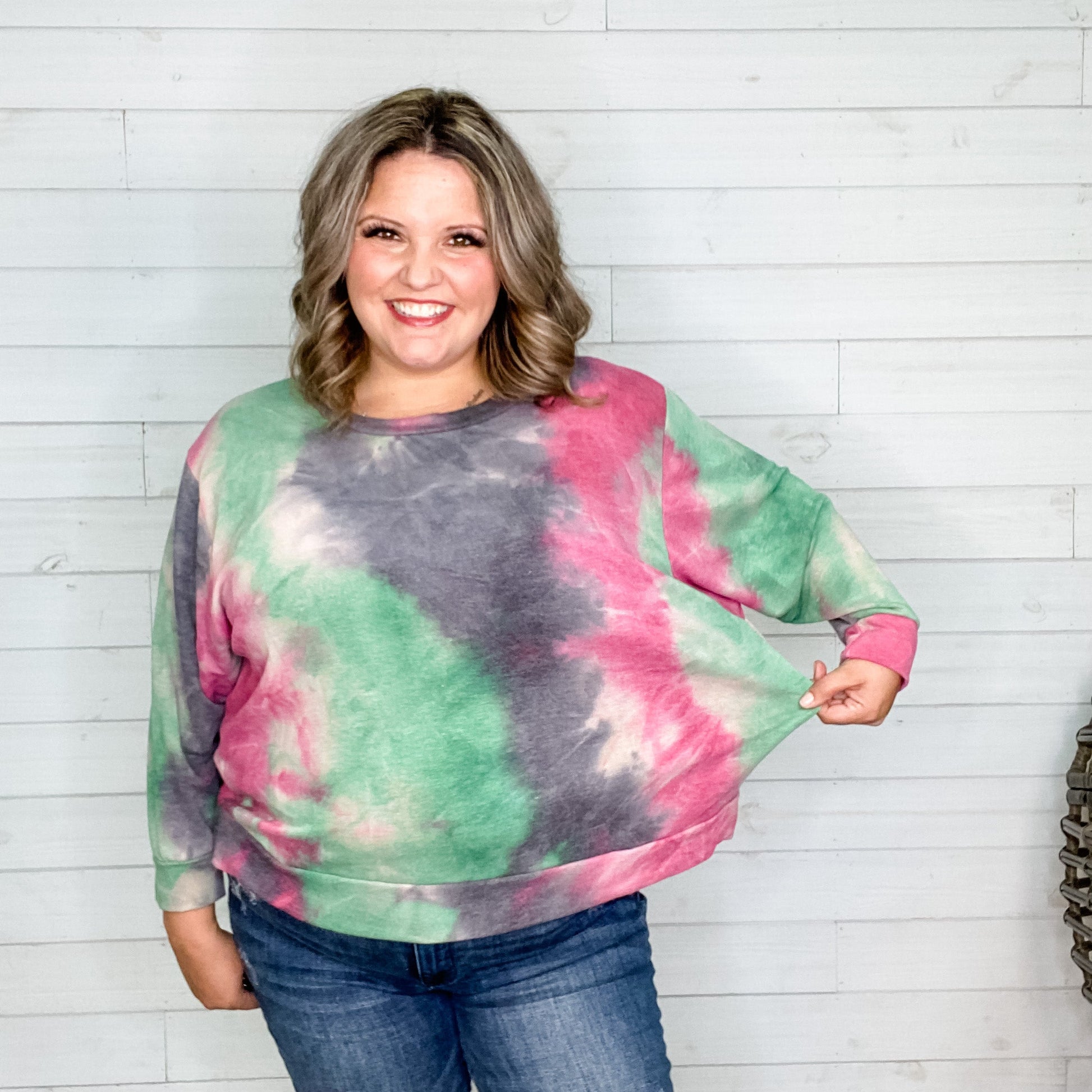 "Sonnet" Long Sleeve Tie Die Crew Neck