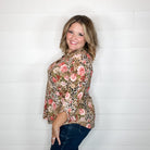 "South" Animal and Floral Lizzy 3/4 Sleeve Split Neck-Lola Monroe Boutique