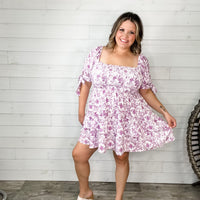"Speak Now" Bubble Tie Sleeve Smocked Bodice Dress-Lola Monroe Boutique