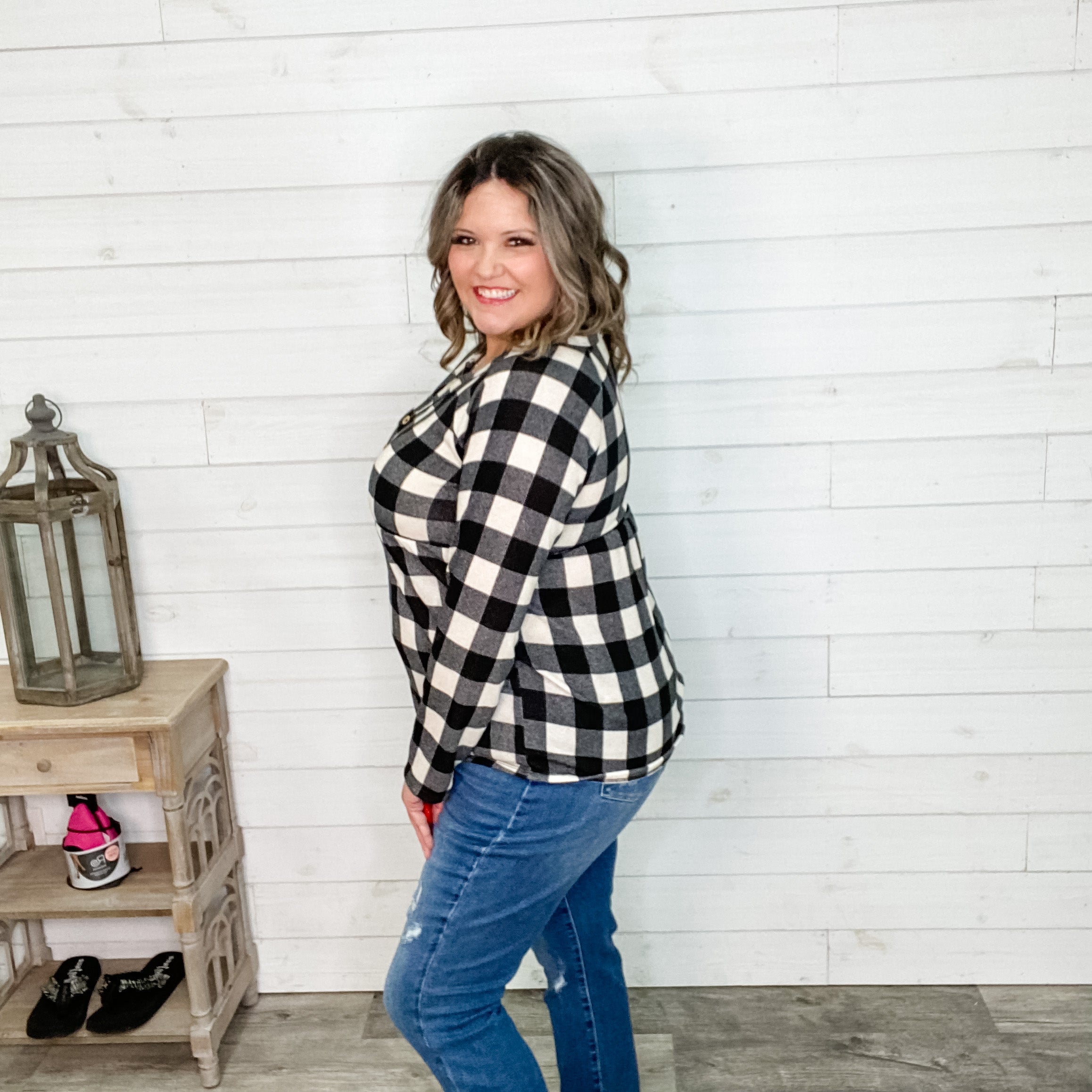 "Spencer" Long Sleeve Plaid Babydoll-Lola Monroe Boutique