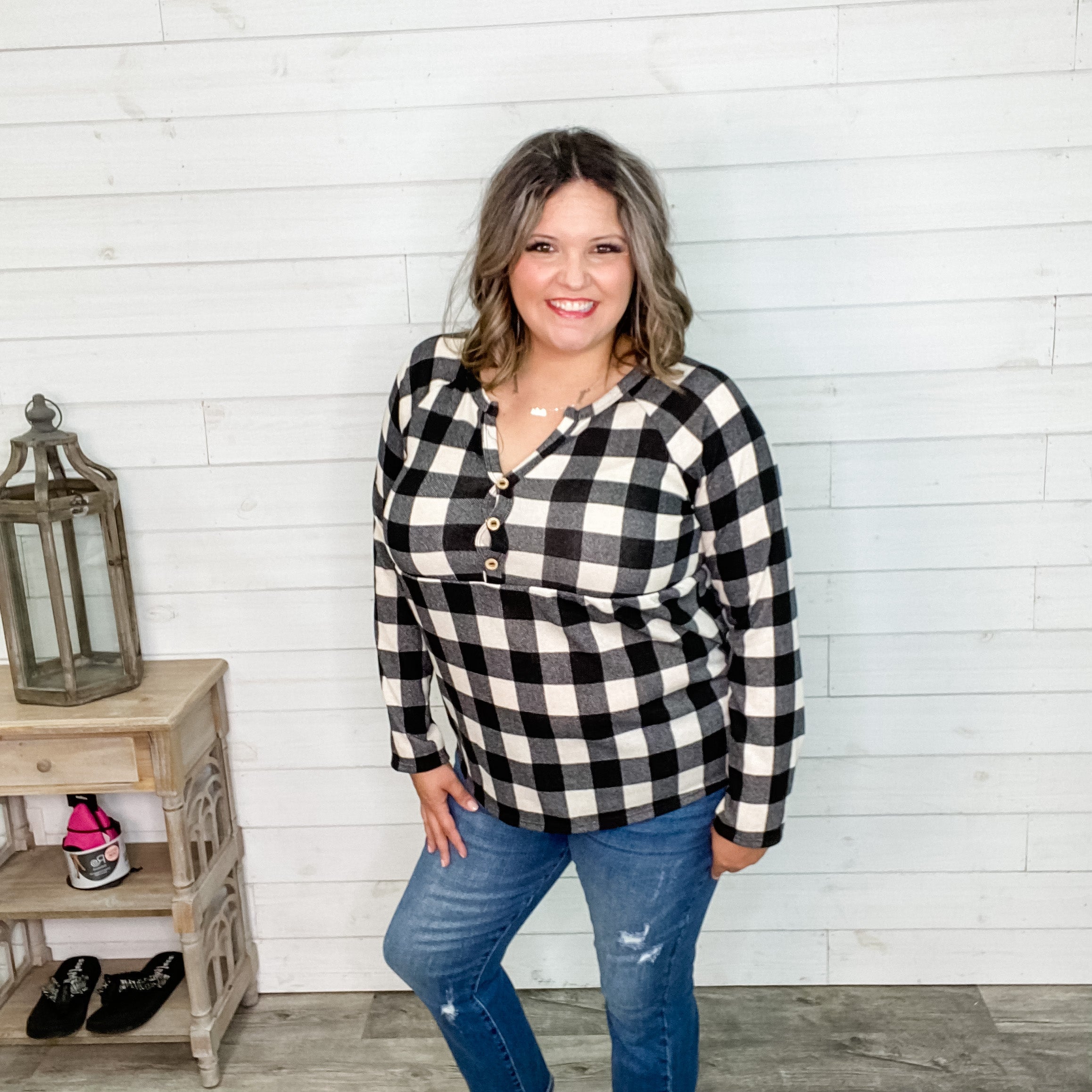 "Spencer" Long Sleeve Plaid Babydoll-Lola Monroe Boutique