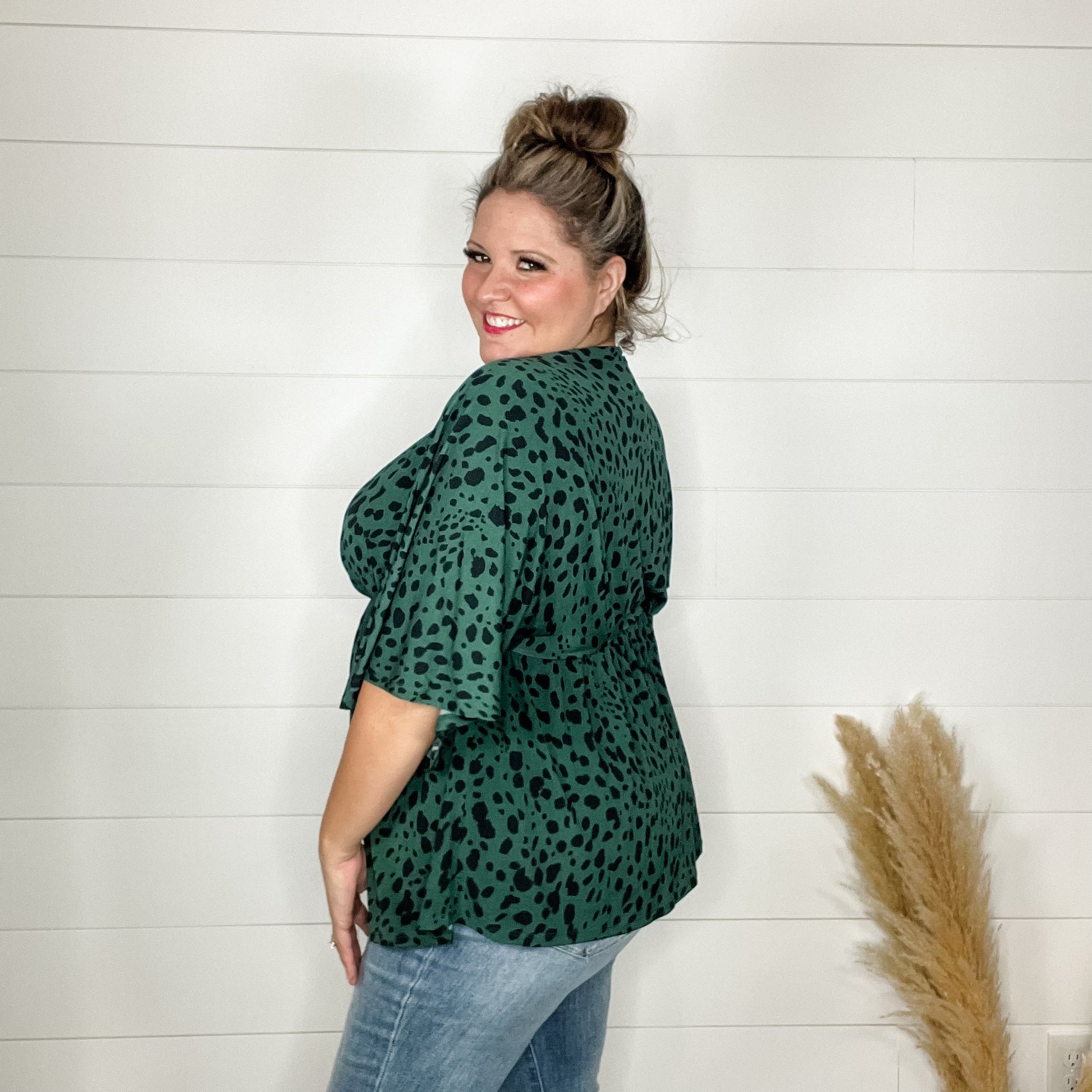 "Spruce" V Neck 3/4 Bell Sleeve