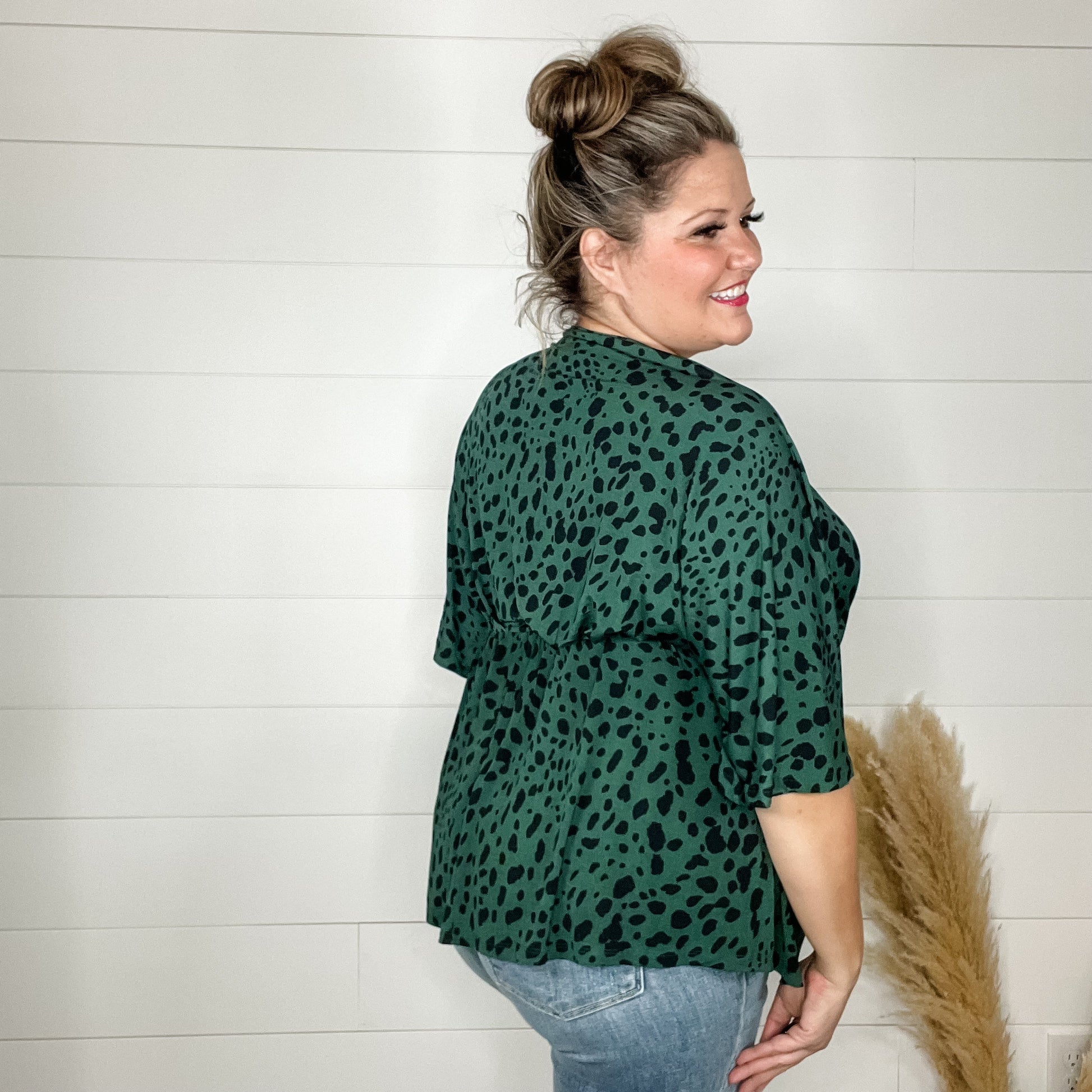 "Spruce" V Neck 3/4 Bell Sleeve