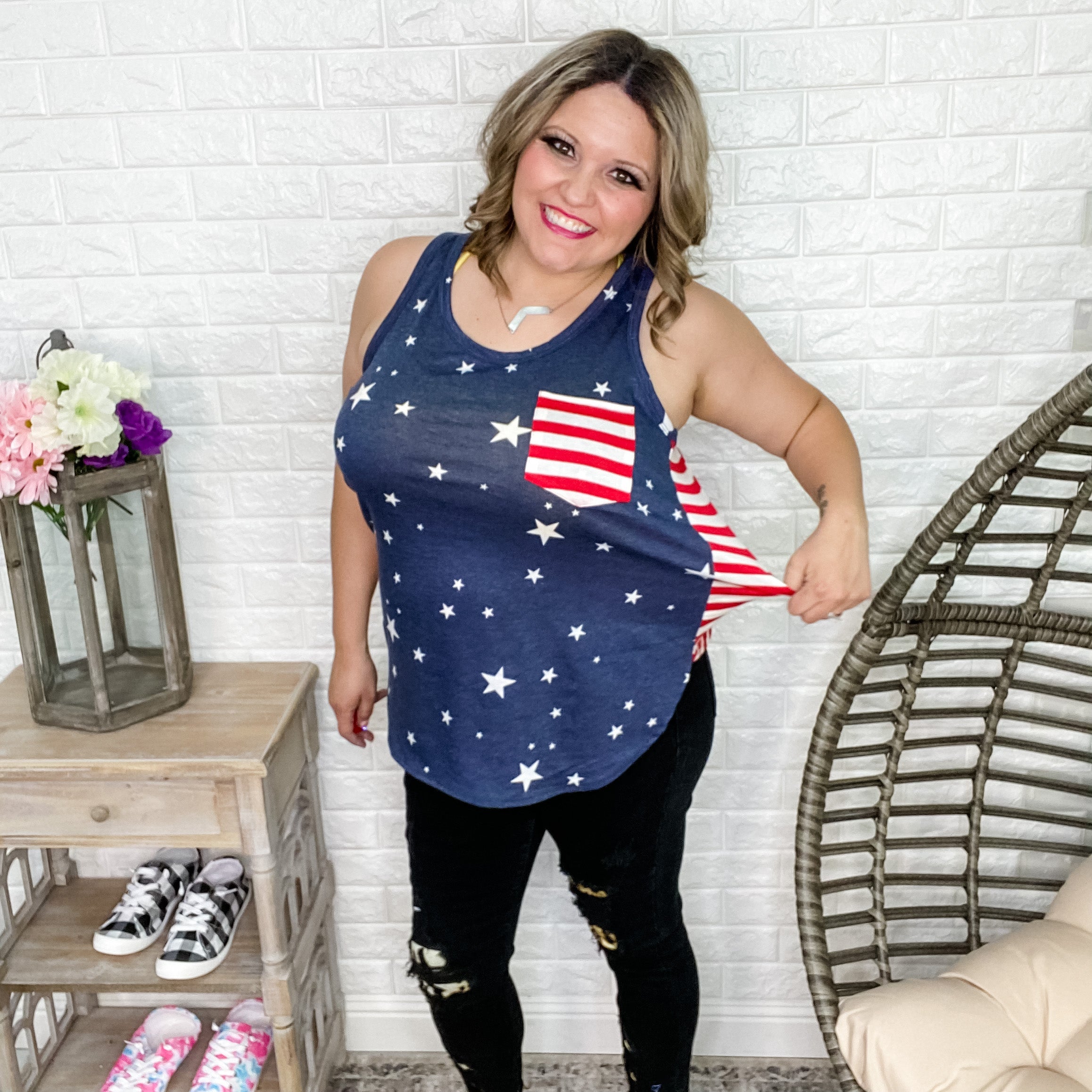 Stars & Bars Tank Top-Lola Monroe Boutique