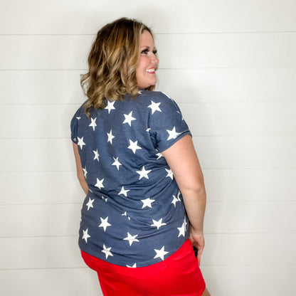 "Starstruck" Cuffed Sleeve V Neck with Pocket