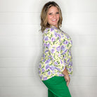 "Stealthy" Floral 3/4 Sleeve Split Neck Tops-Lola Monroe Boutique