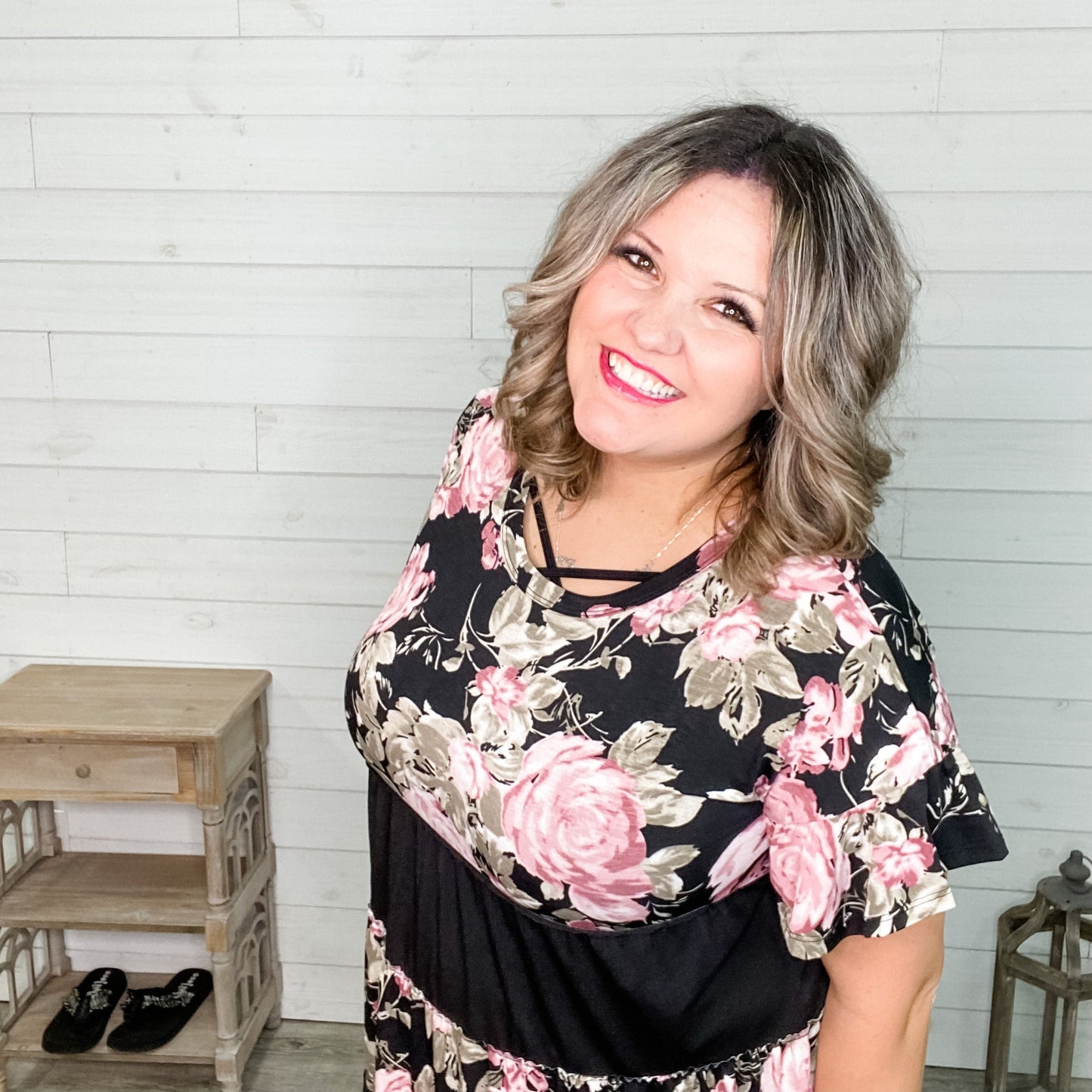 "Steffie" Floral Ruffle Cuff Tunic