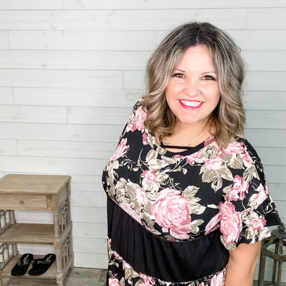 "Steffie" Floral Ruffle Cuff Tunic