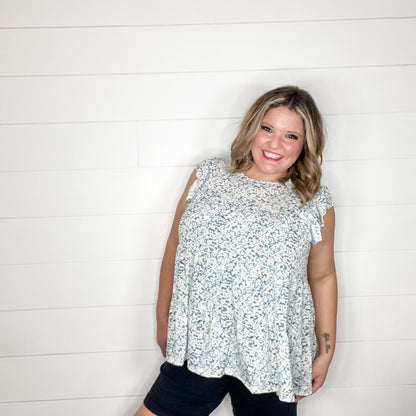 "Stellar" Floral Ruffle Cap Sleeve Tiered Top