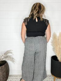 "Stiches" Casual Wide Leg Pant with Front Tie