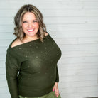 Studded Off the Shoulder Sweater-Lola Monroe Boutique