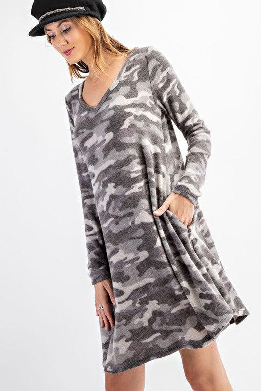 Sub"Urban" Camo Tunic/Dress with Pockets-Lola Monroe Boutique