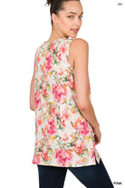 "Summer Secrets" Floral Relaxed Fit Tank-Lola Monroe Boutique