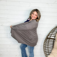 "Suni" Waffle Knit Cardigan with Hood (Charcoal)-Lola Monroe Boutique