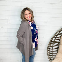 "Suni" Waffle Knit Cardigan with Hood (Charcoal)-Lola Monroe Boutique