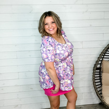 "Sure Why Not" Floral Bubble Sleeve Babydoll