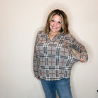 "Surrender" Plaid Long Sleeve Split Neck-Lola Monroe Boutique