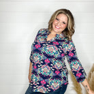 "Sutter" Paisley Lizzy 3/4 Sleeve Split Neck-Lola Monroe Boutique