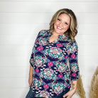 "Sutter" Paisley Lizzy 3/4 Sleeve Split Neck-Lola Monroe Boutique