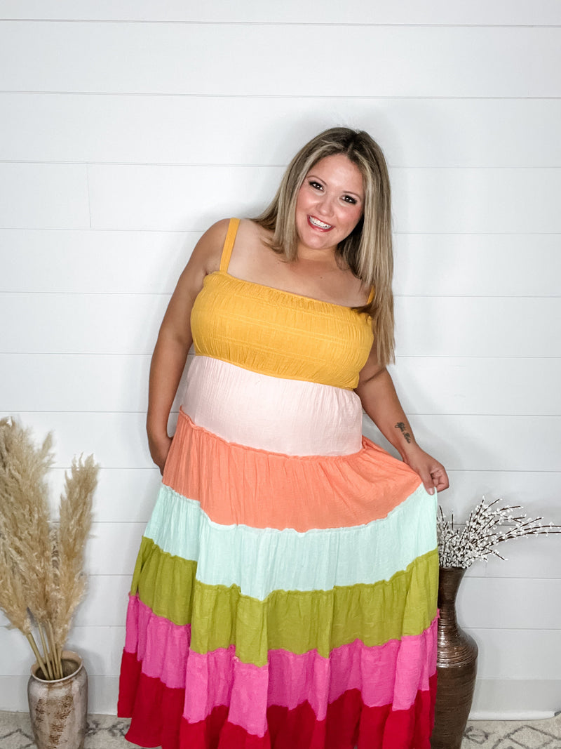 "Sweetness" Smocked Adjustable Strap Maxi Dress-Lola Monroe Boutique