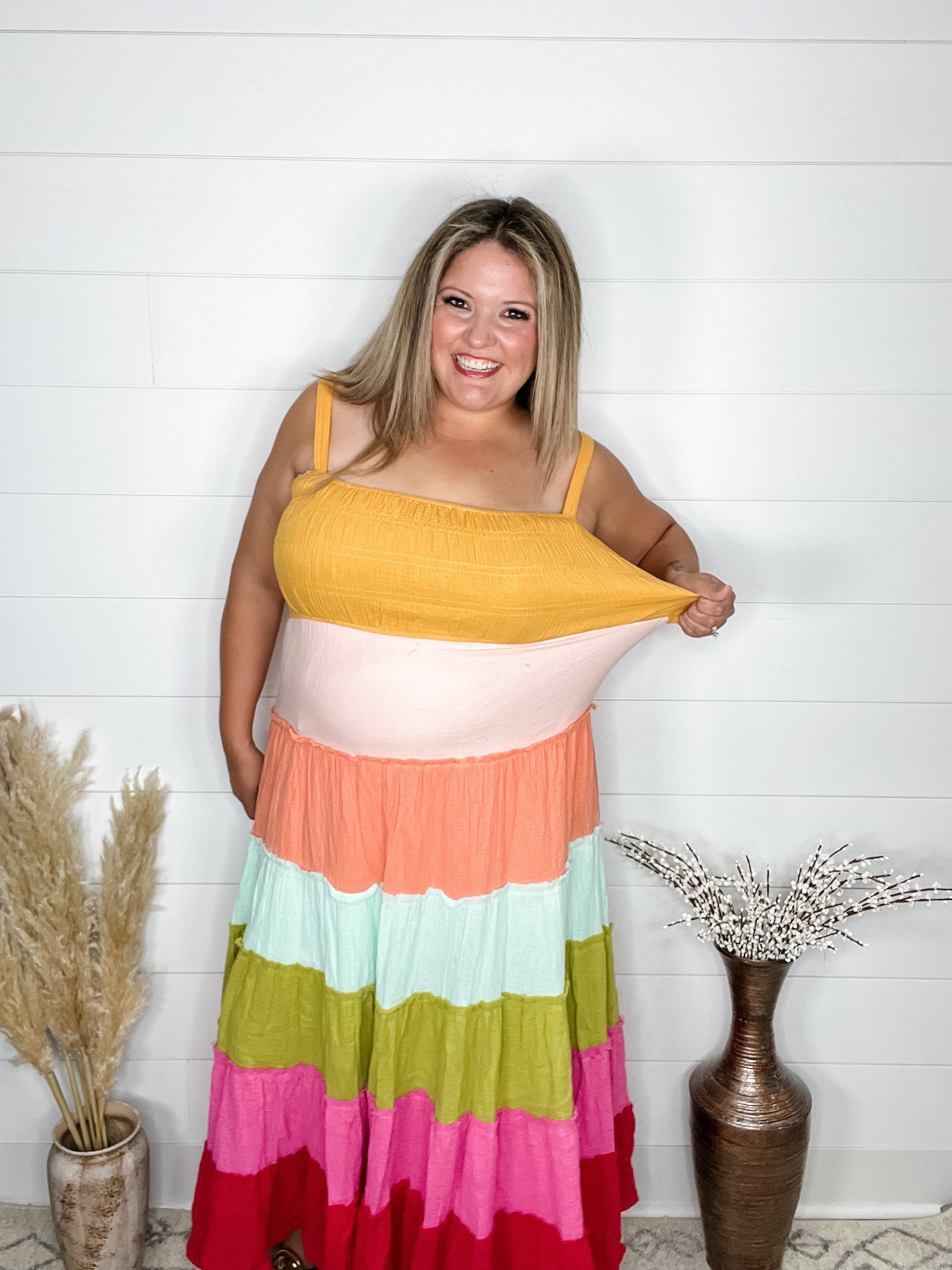 "Sweetness" Smocked Adjustable Strap Maxi Dress-Lola Monroe Boutique