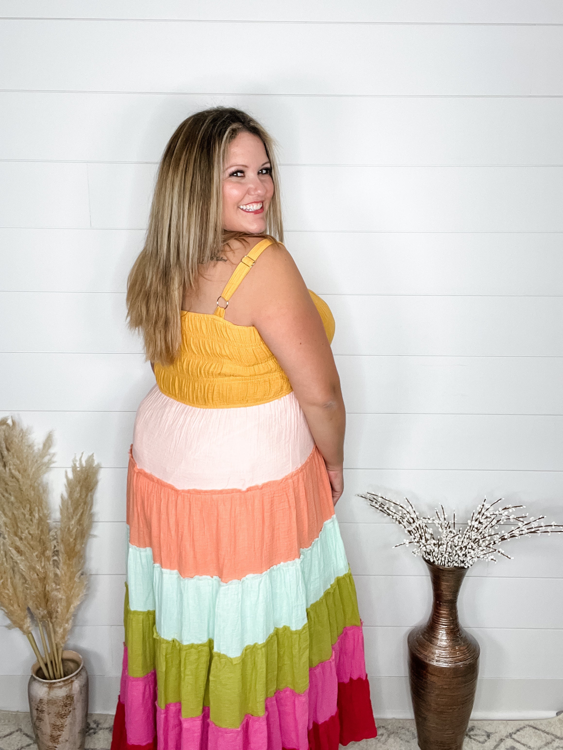 "Sweetness" Smocked Adjustable Strap Maxi Dress-Lola Monroe Boutique