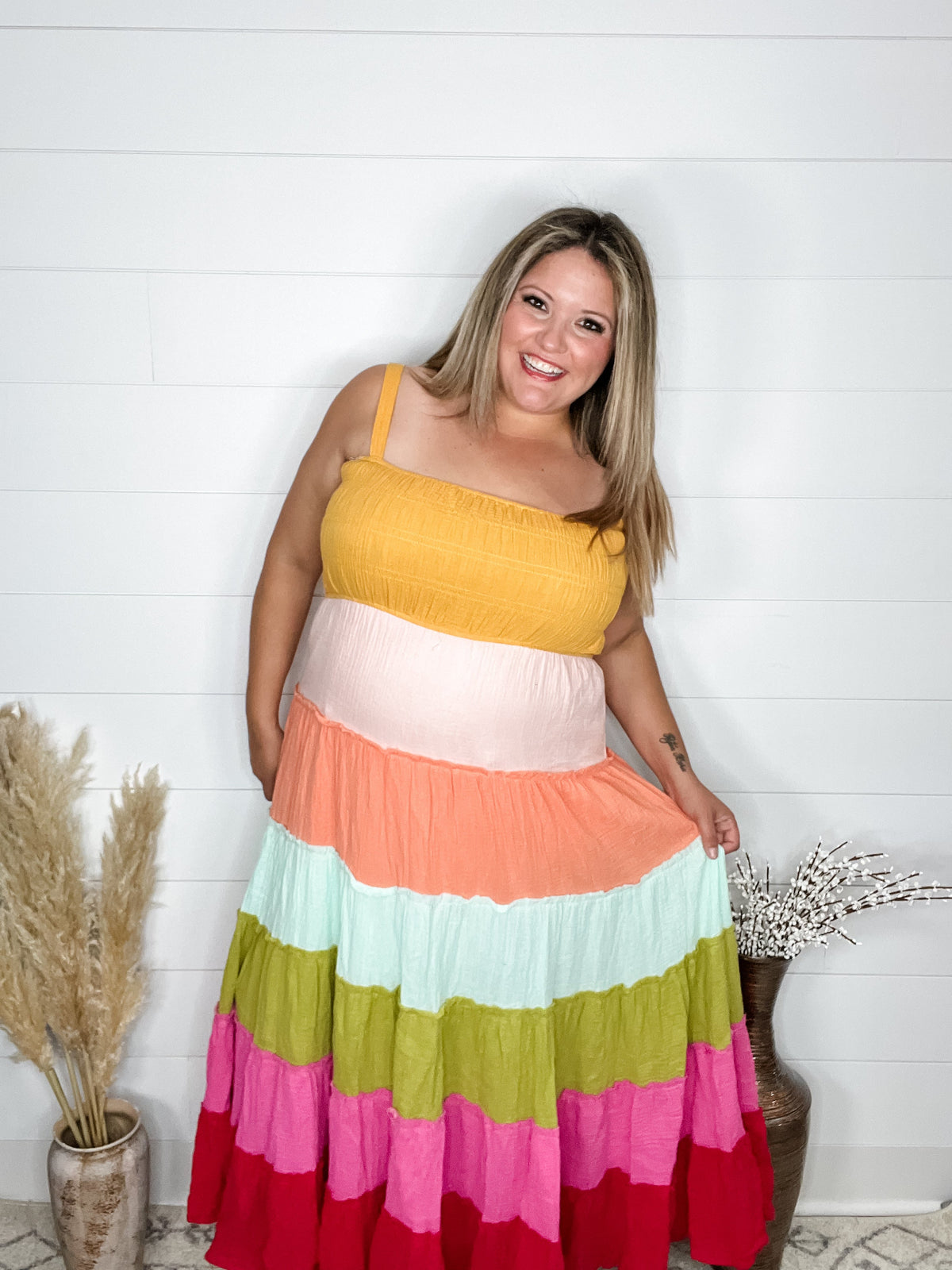 "Sweetness" Smocked Adjustable Strap Maxi Dress-Lola Monroe Boutique