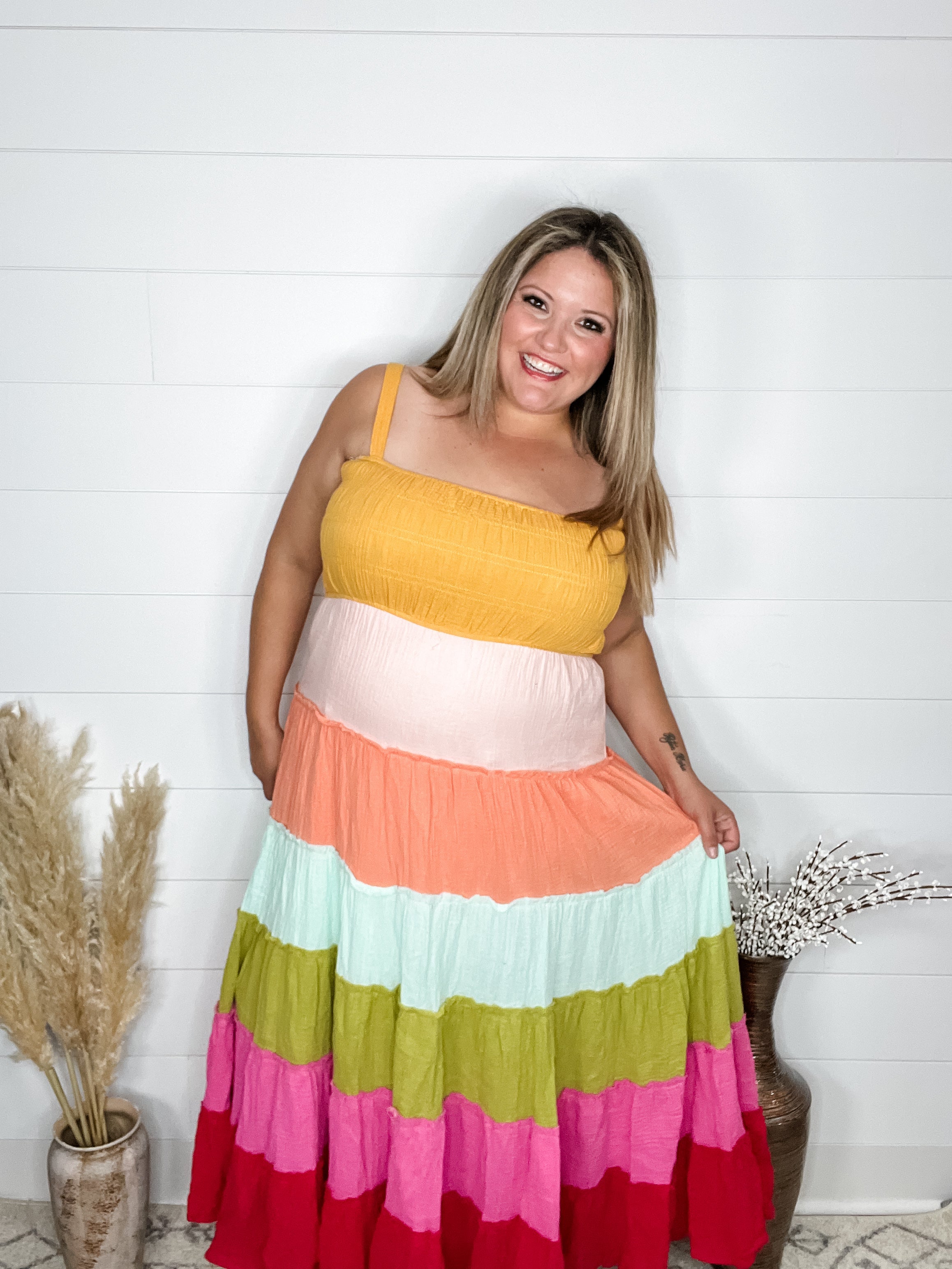 "Sweetness" Smocked Adjustable Strap Maxi Dress-Lola Monroe Boutique