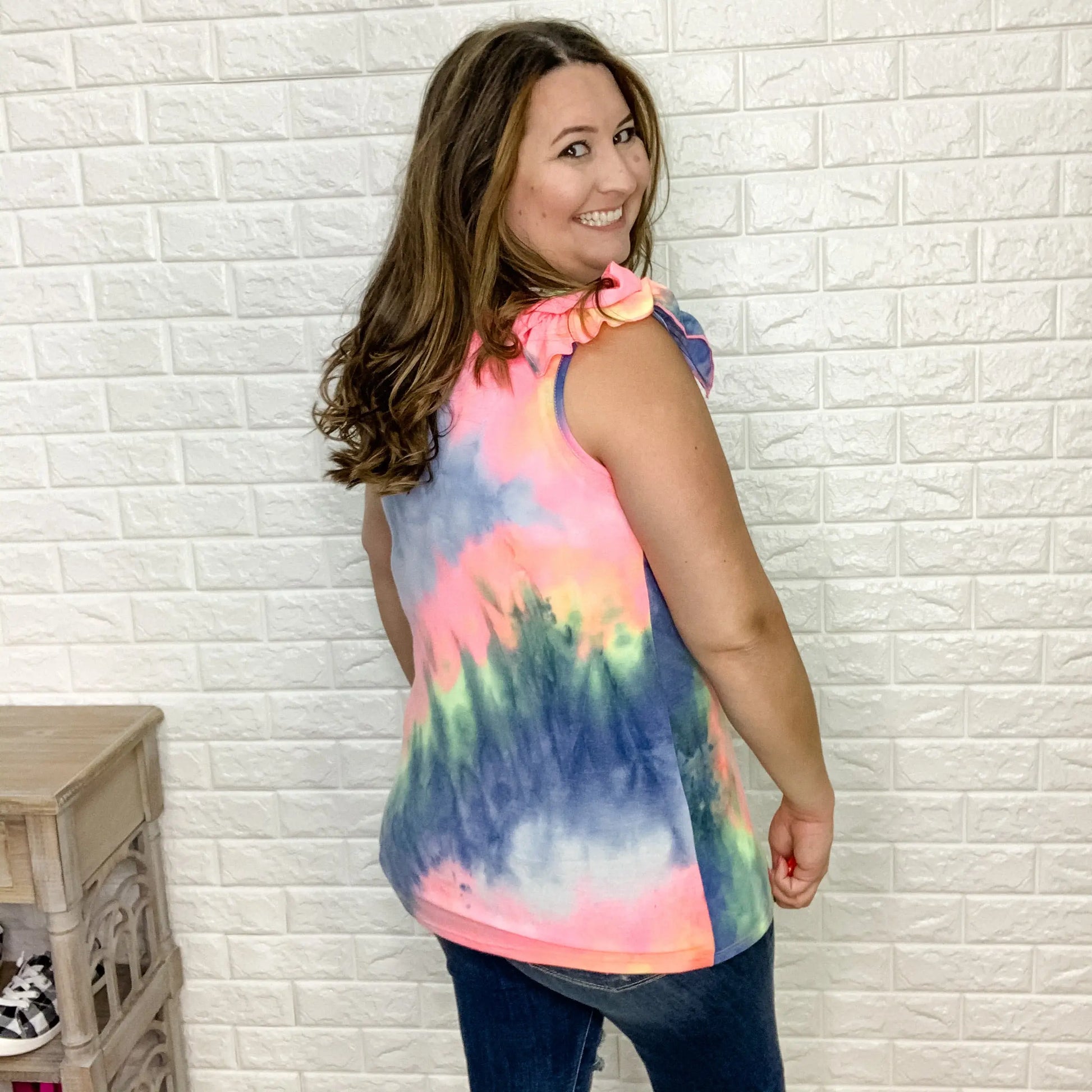 Swirly Whirly Ruffled Tank Top