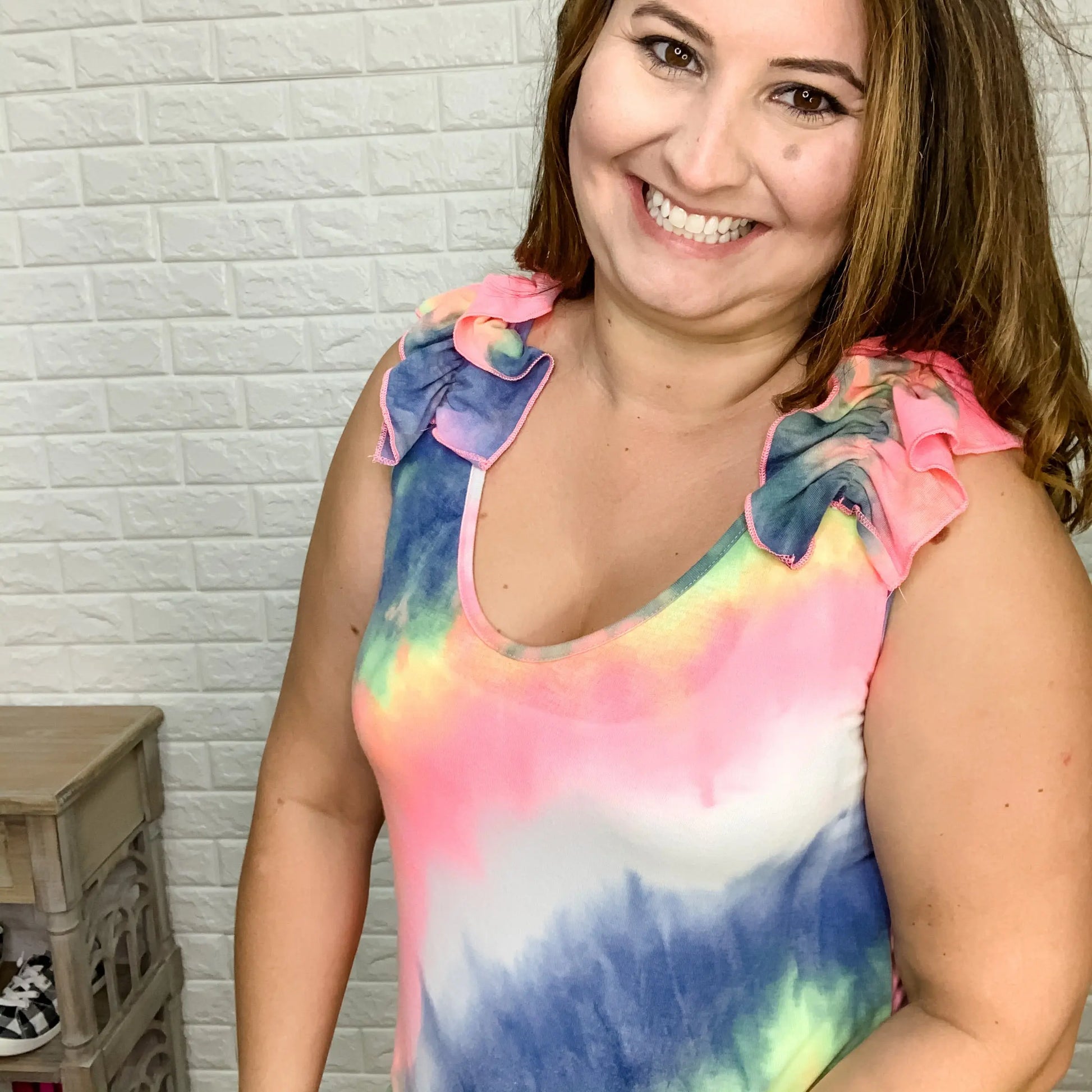 Swirly Whirly Ruffled Tank Top