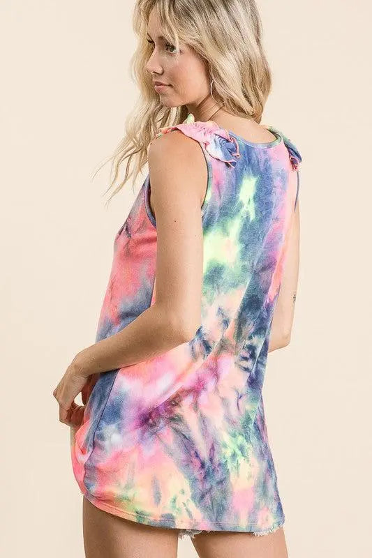 Swirly Whirly Ruffled Tank Top