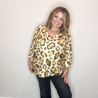 "Switch Up" Animal Print V Neck Tulip Sleeve-Lola Monroe Boutique