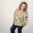 "Switch Up" Animal Print V Neck Tulip Sleeve-Lola Monroe Boutique