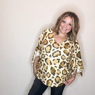 "Switch Up" Animal Print V Neck Tulip Sleeve-Lola Monroe Boutique