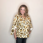 "Switch Up" Animal Print V Neck Tulip Sleeve-Lola Monroe Boutique