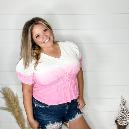"Sylas" Ombre Smocked Waist Peplum (Pink)