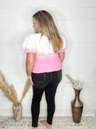 "Sylas" Ombre Smocked Waist Peplum (Pink)-Lola Monroe Boutique