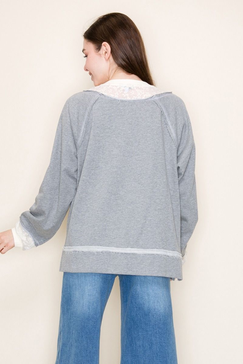 "Class it Up" Crewneck with Lace Detail