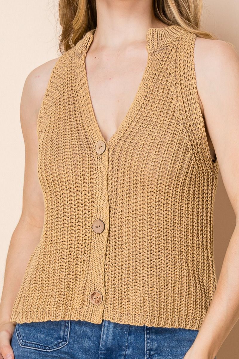 "Timestamp"  Button Front Sweater Vest