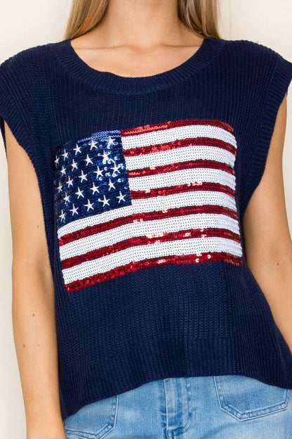 "Flow" Sequin Flag Cap Sleeve