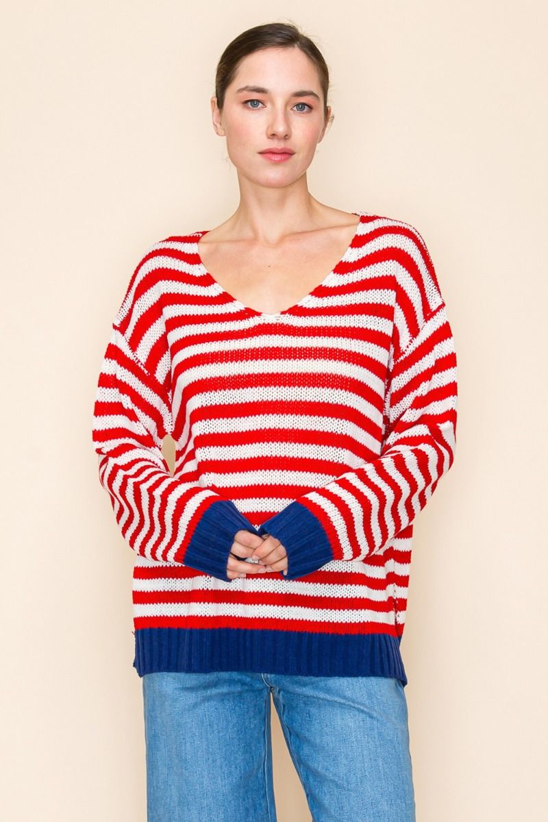 "First Alert" Stripe Sweater