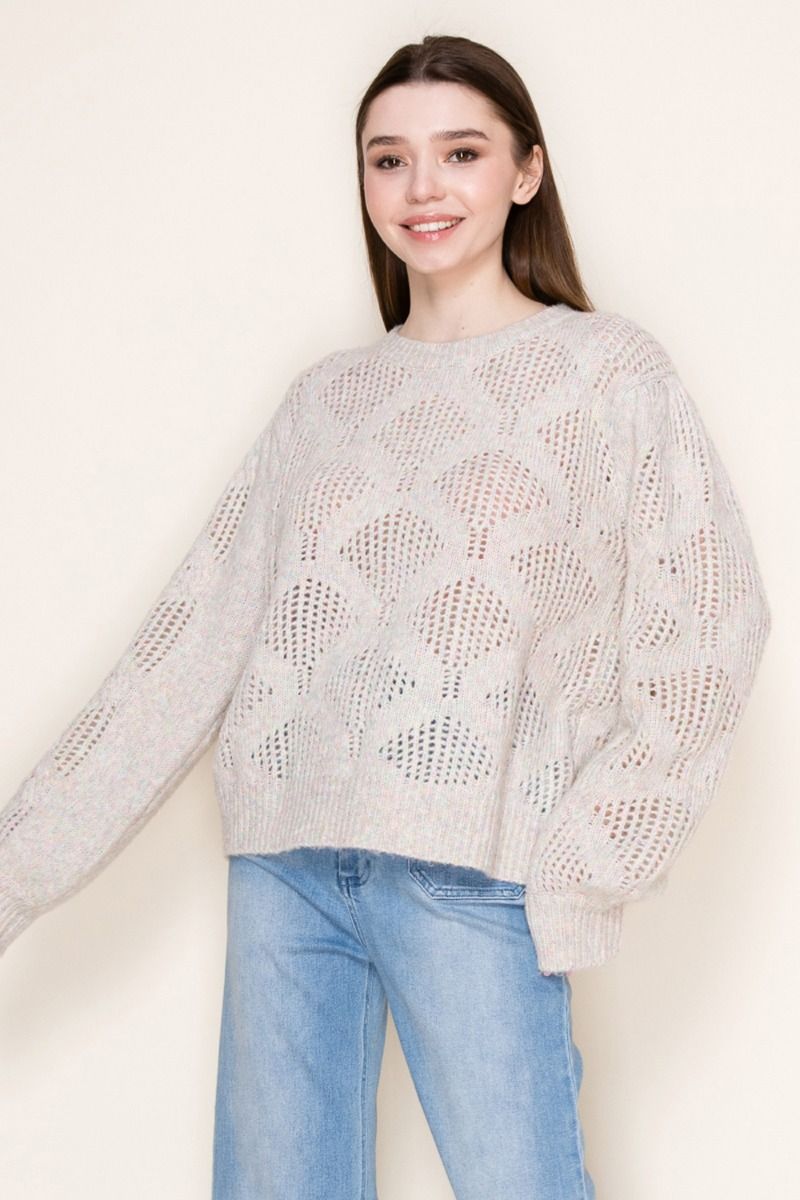 "Hop Along" Wide Weft Long Sleeve Sweater