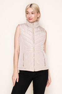 "Channel" Zip Up Vest with Faux Fur Collar