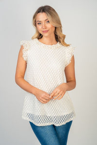 "Well Look At That" Sleeveless Ruffle Collar and Shoulder (Ivory)