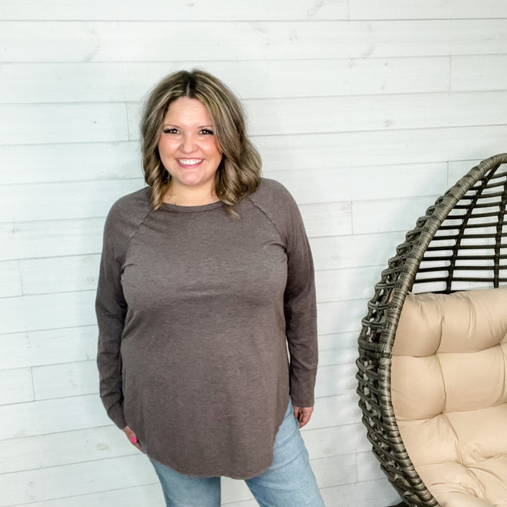 "Take a Look" Long Sleeve Round Neck with Back Pleat Detail