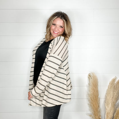 "Talk To Me" Striped Cardigan with Pockets